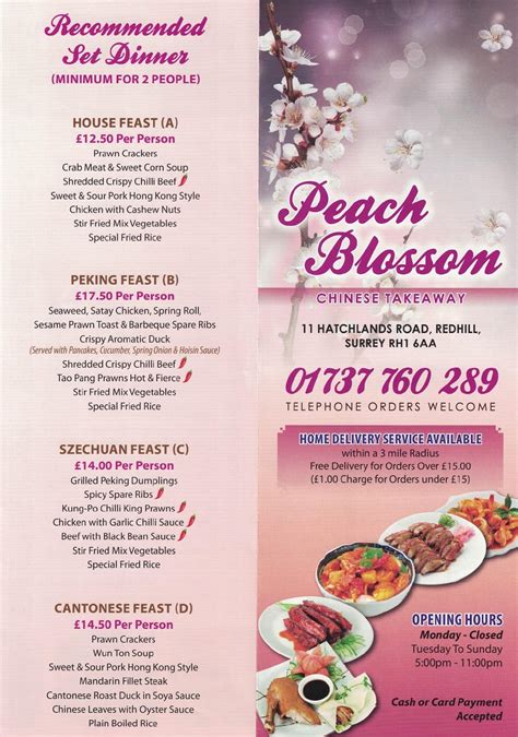 peach blossom dinner menu